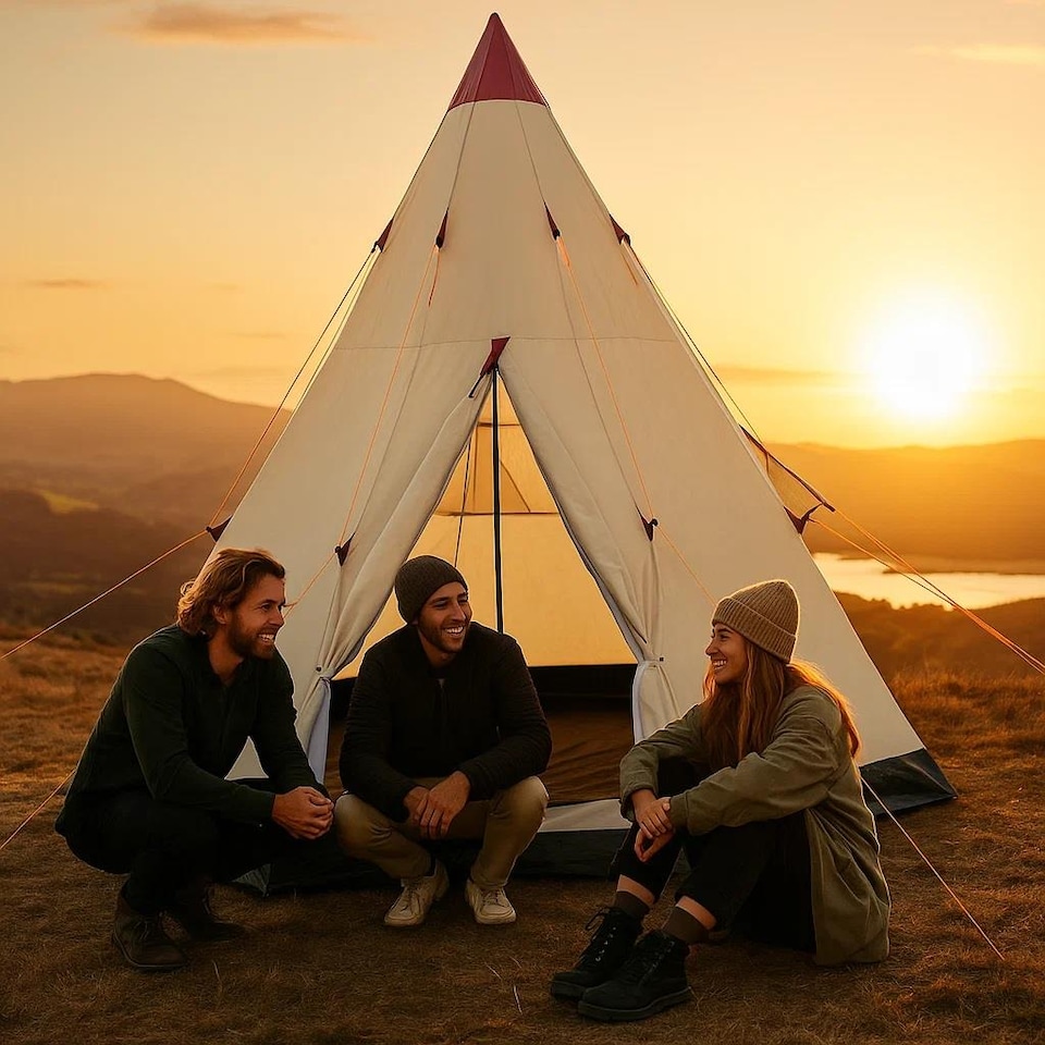 image 1 of 2-3 Person Teepee Camping Tent – Portable Outdoor Shelter