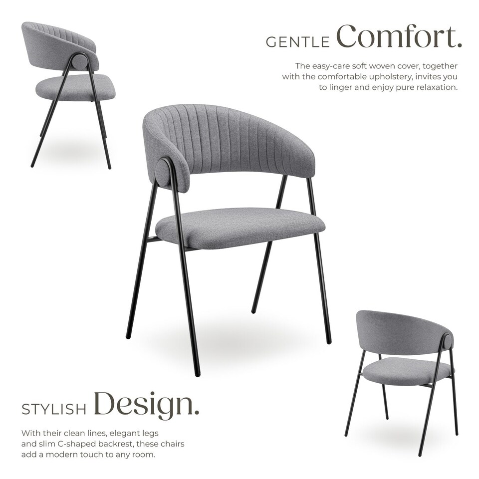 image 1 of Dining Chair Bedano - woven fabric, padded, 150 kg load capacity | Grey | grey | 4