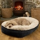 image 2 of OHS Pet Bed Cushion Dog Cat Ribbed Soft Plump Plush Cosy Fleece Large Multi | Black and Cream | L