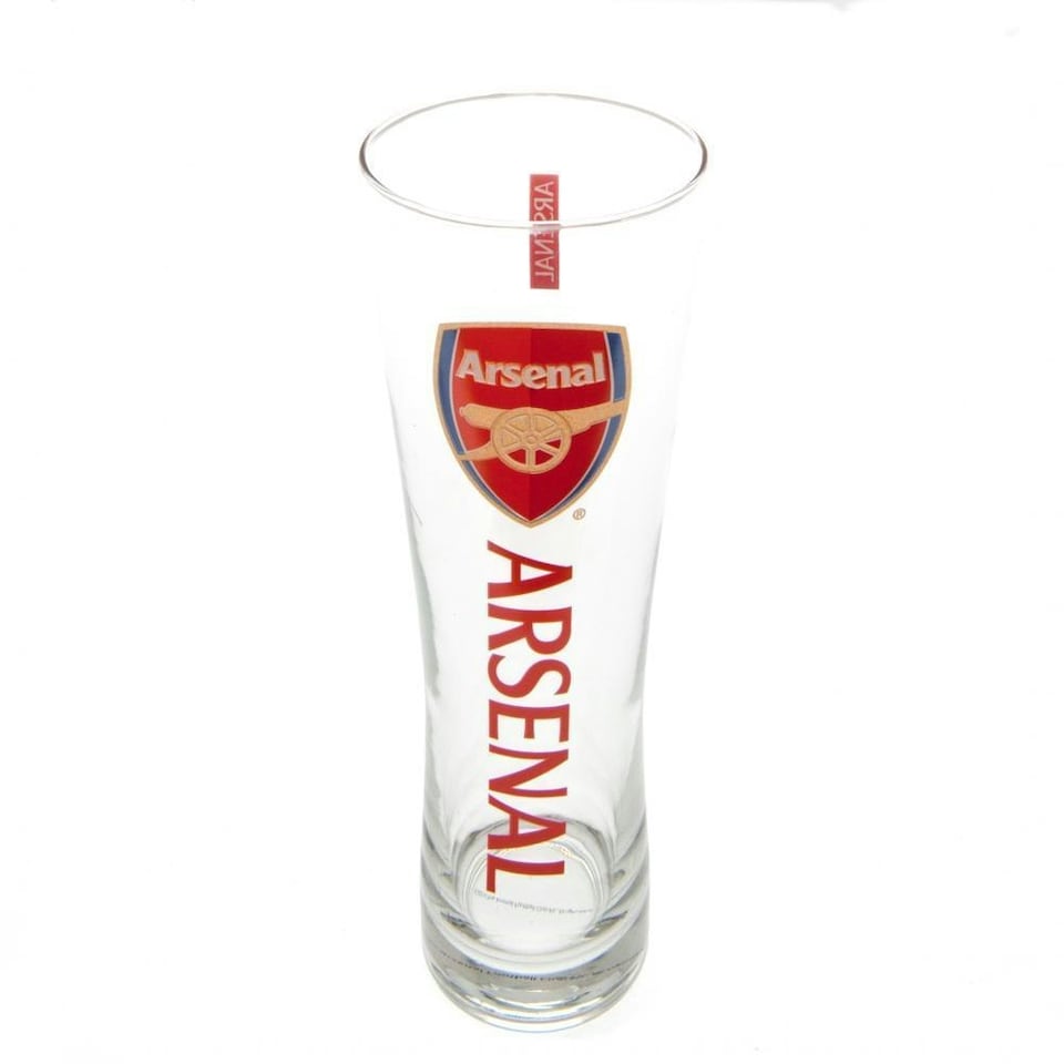 image 1 of Arsenal FC Tall Beer Glass - Transparent/Red - 24cm