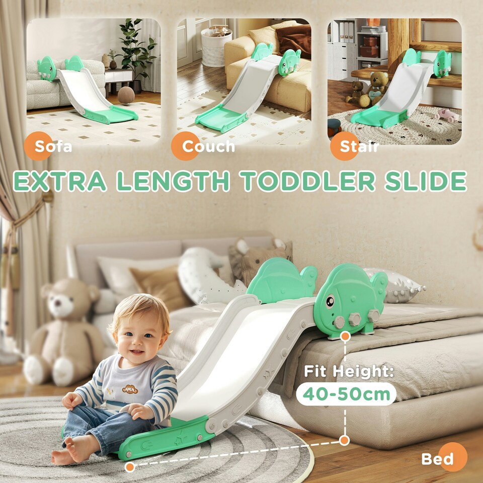 image 1 of AIYAPLAY Kids Sofa Slide, Toddler Slide with 130cm Extended Length, Green