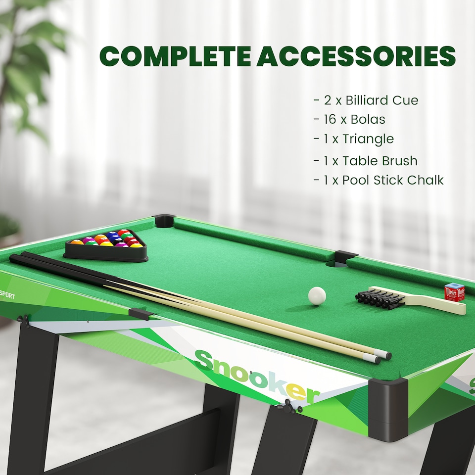image 1 of SPORTNOW 104cm Folding Pool Table with Cues, Balls, Chalk, Triangle, Brush