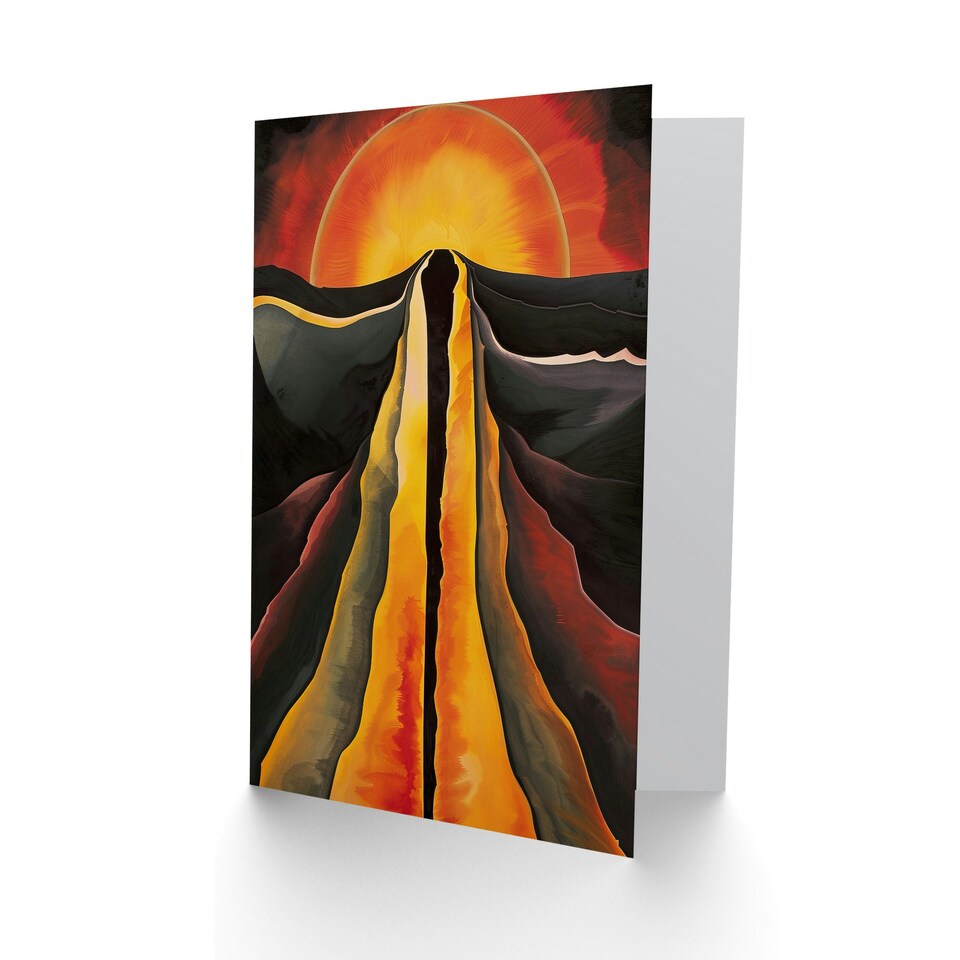 image 1 of Abstract Sunset Fire Landscape Space Him Her Birthday Art Card