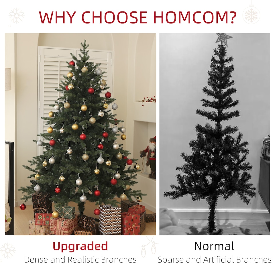 image 1 of HOMCOM 6ft Artificial Spurce Christmas Tree with 1696 Branch Tips and Foldable Steel Base, Realistic Hinged mas Tree for Home Office, Green
