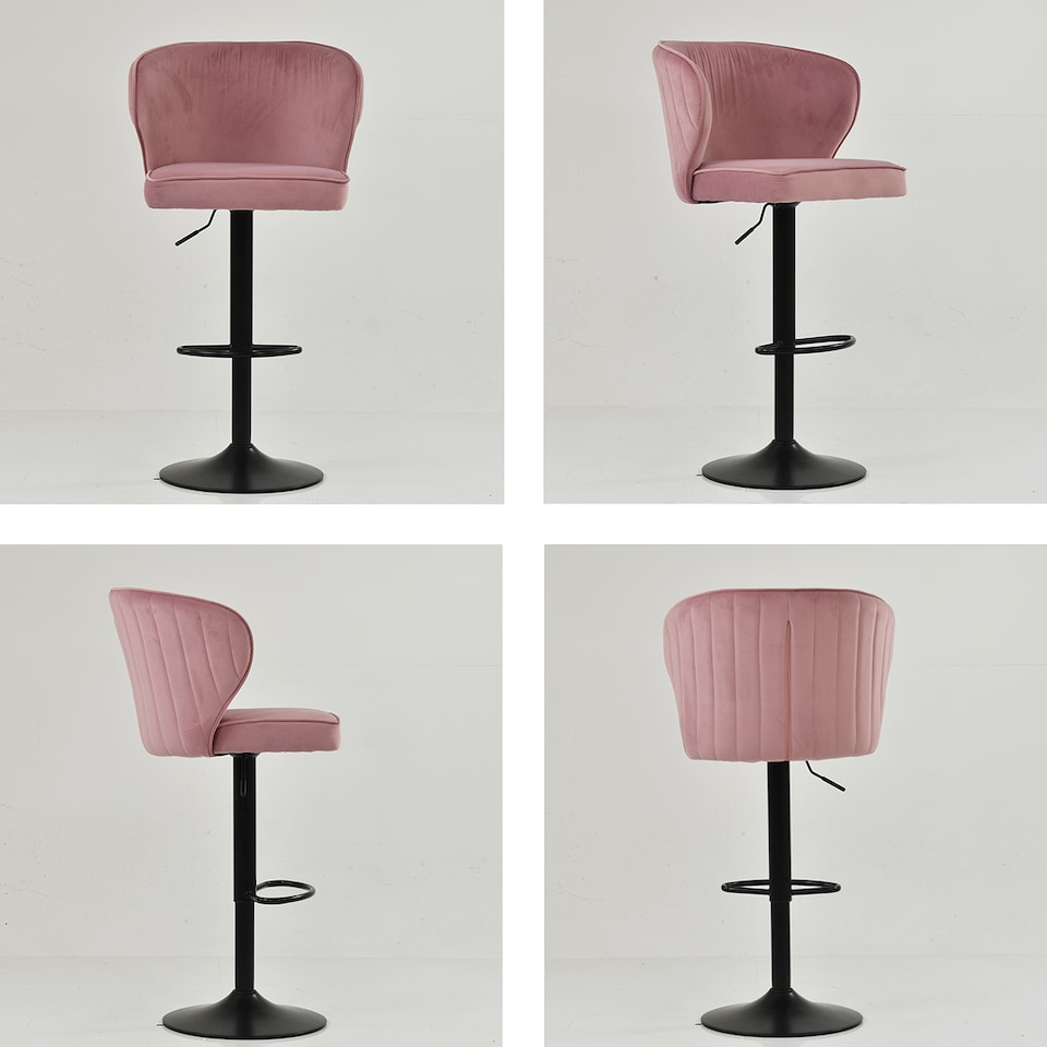 image 1 of Lakeland Furniture Hexham Pink Velvet Gas Lift Base Bar Stool