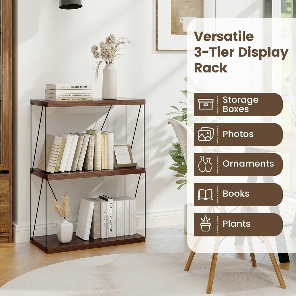 image 1 of COSTWAY 3-Tier Display Rack Industrial Storage Shelving Unit