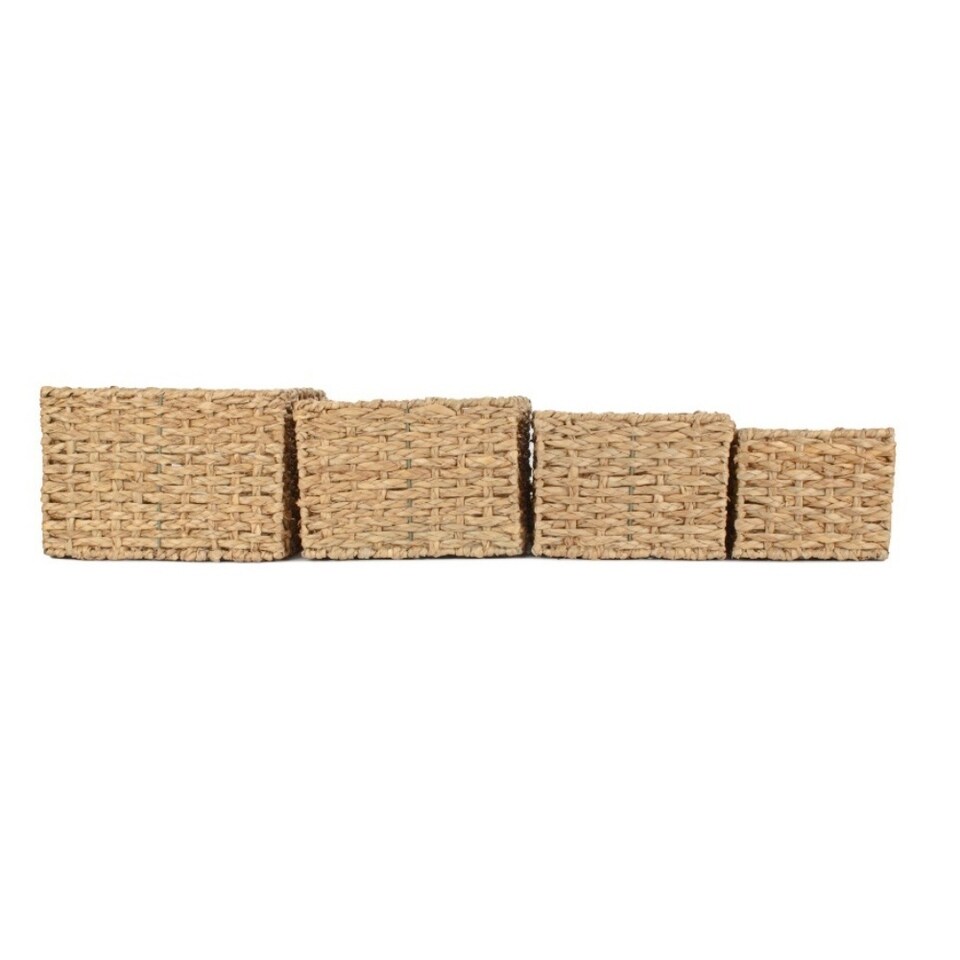 image 1 of Set of 4 Thatch Grass Woven Storage Basket | Green | Green | Not provided