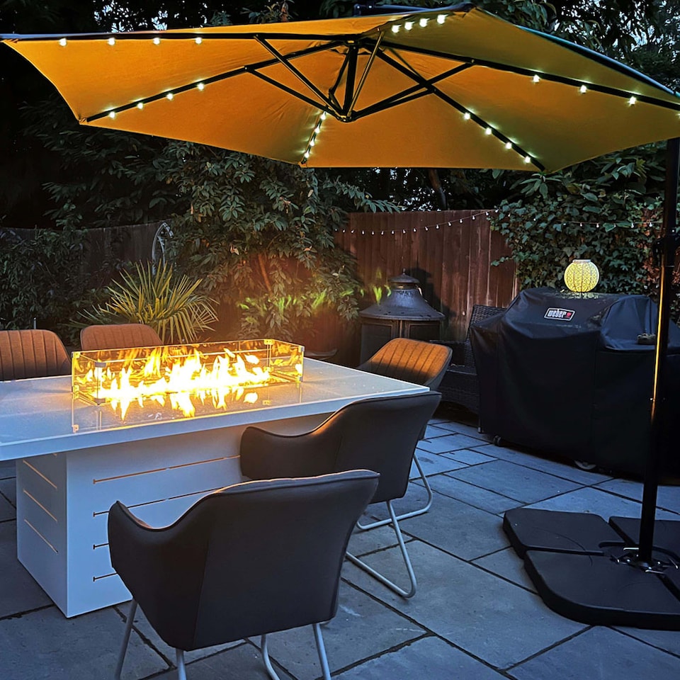 image 1 of Apollo 3m Banana Cantilever Parasol with Built in LED Lights Green | Green