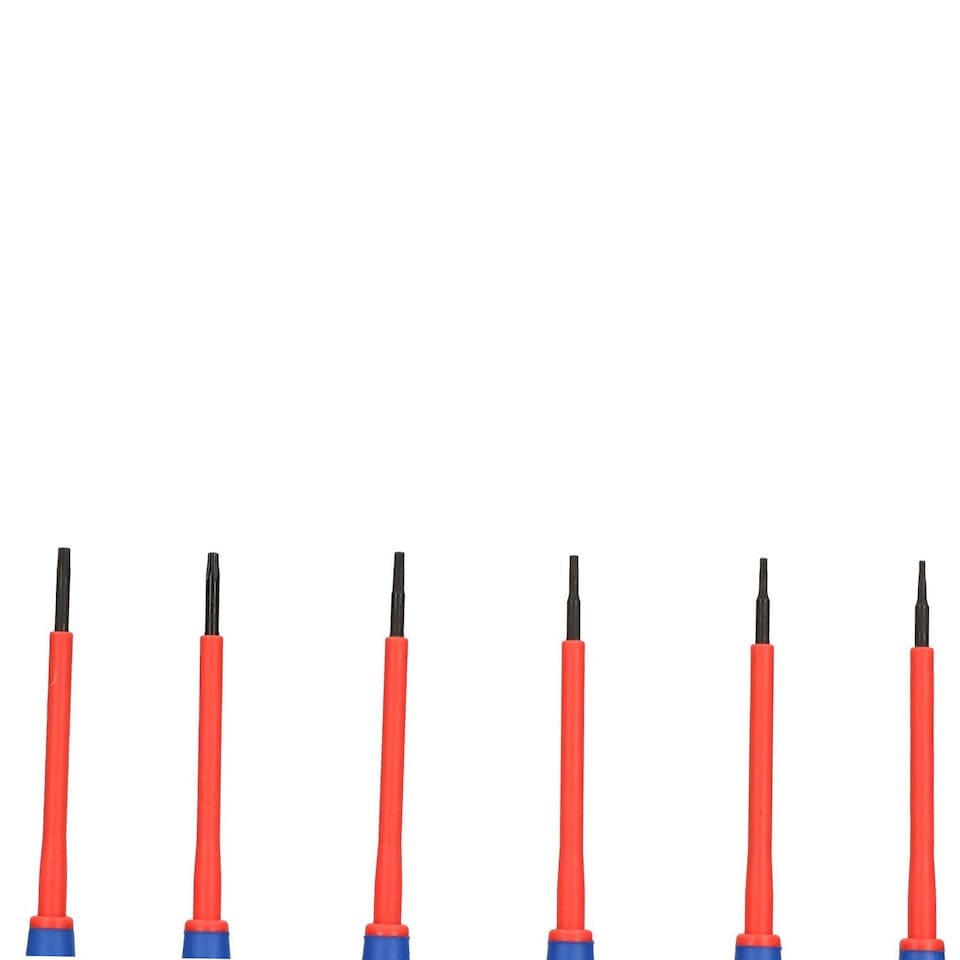 image 1 of Electricians VDE Precision Tamper Torx Star Screwdriver Set T5 - T10 6pc Kit