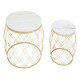 image 2 of Jodie Set Of Two Side Tables With White Marble And Gold Frame Gold