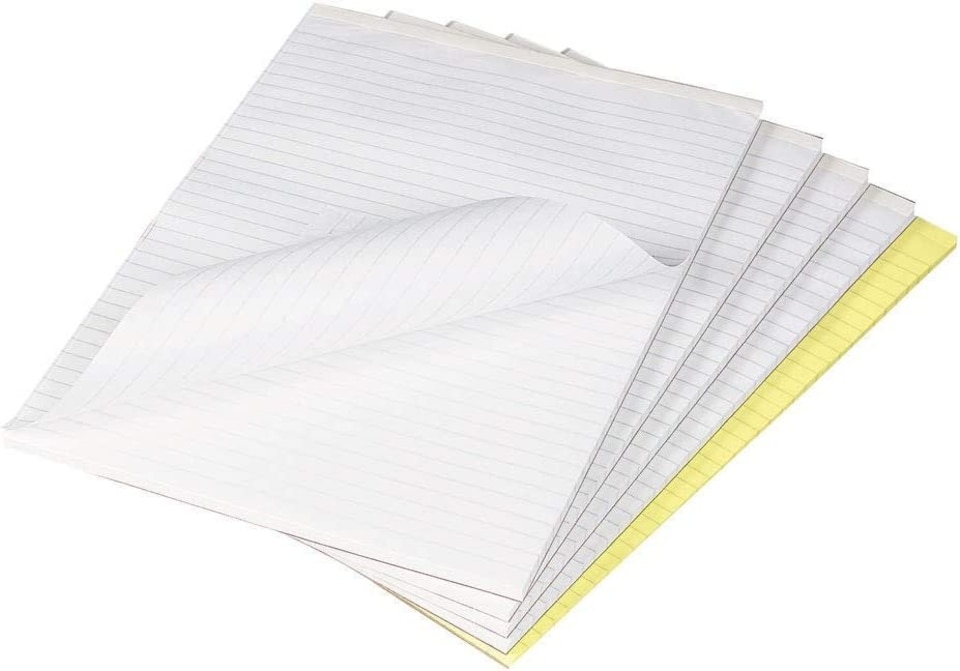 image 1 of Pack of 10 Feint Ruled Board Back Memo Pad 160 Pages A4