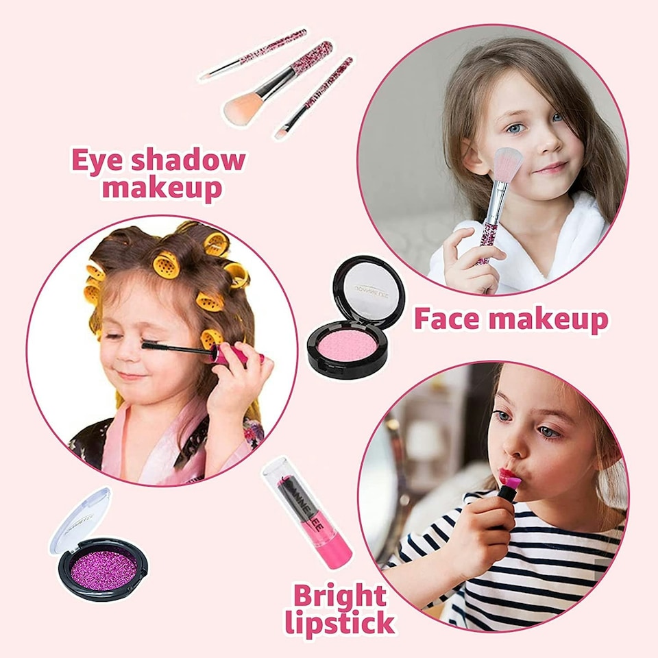 image 1 of 23-Piece Makeup Toy Set – Safe Non-Toxic Pretend Cosmetic Beauty Kit with Vanity Case