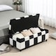 image 8 of HOMCOM Storage Ottoman, Storage Bench with Wood Legs, Footstool, Footrest with Velvet Surface for Bedroom, Hallway, Living Room, 114 x 47 x 47 cm, White and Black