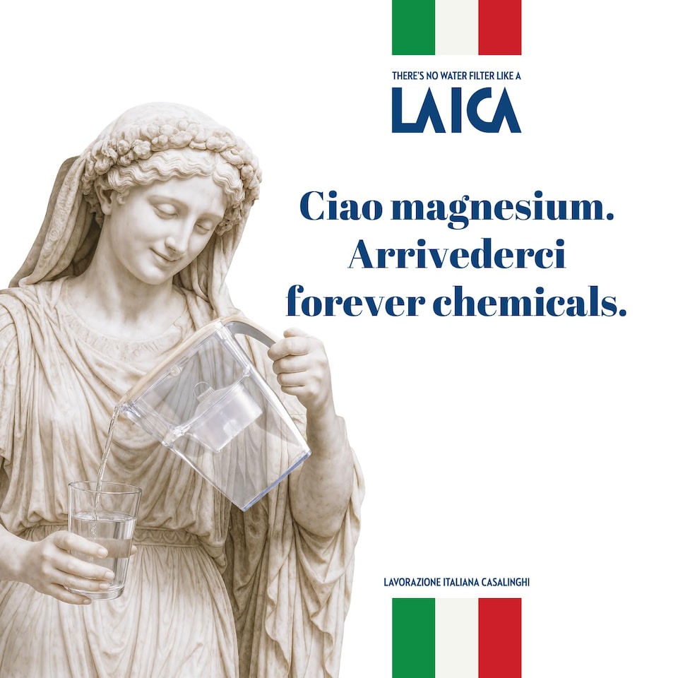 image 1 of LAICA Stream Line Water Filter Jug - White - 2.3L Capacity - 1 Alka Water Filter included, Increases The Alkalinity of The tap Water by up to +1.5 pH - Made in Italy