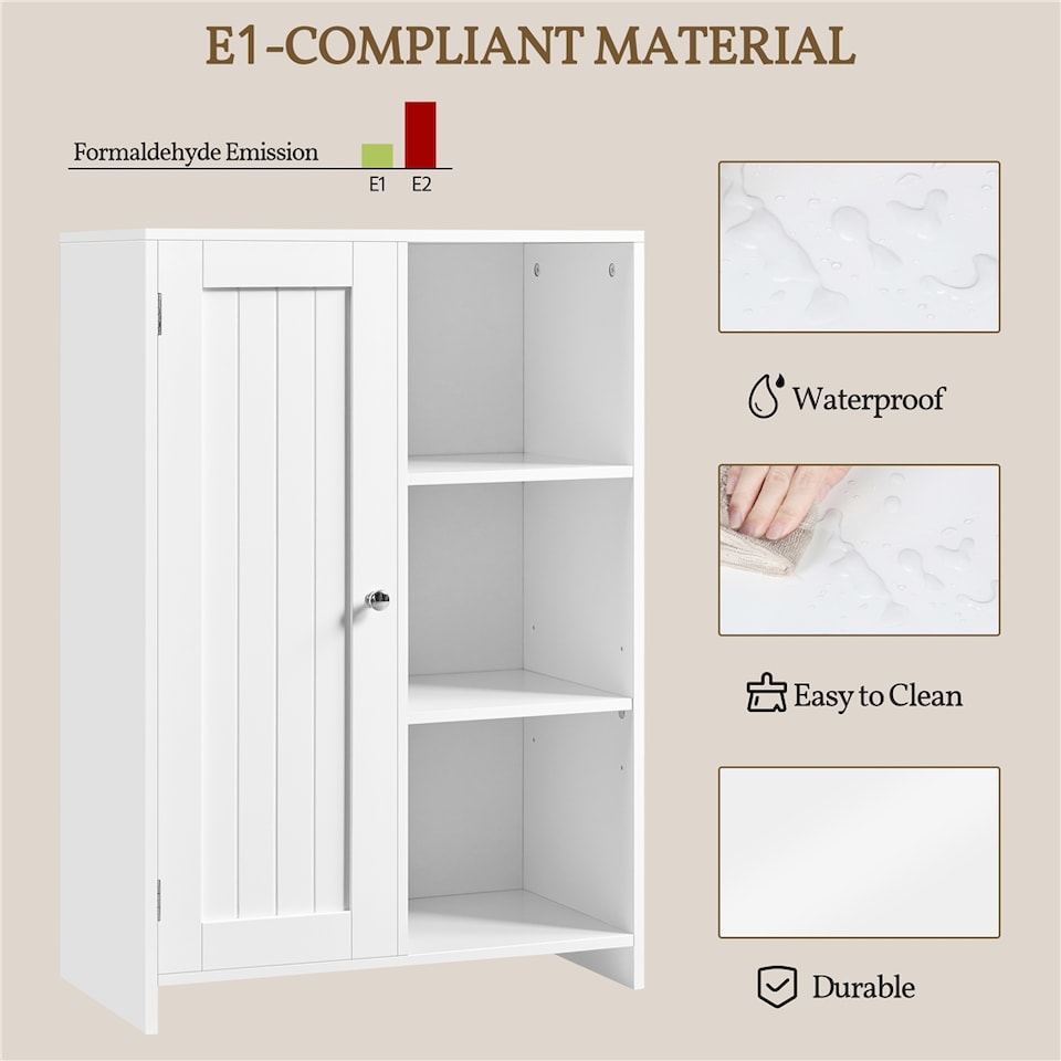 image 1 of Yaheetech Multipurpose Bathroom Floor Cabinet with Open Adjustable Shelves