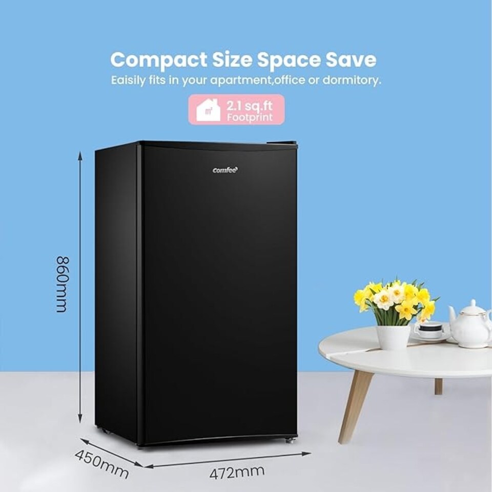 image 1 of Comfee 93 L Small Fridge with Cooler Box, Black