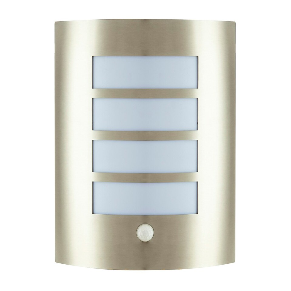image 1 of Modern Outdoor IP44 Stainless Steel Flush Wall Lamp Fitting with PIR Sensor