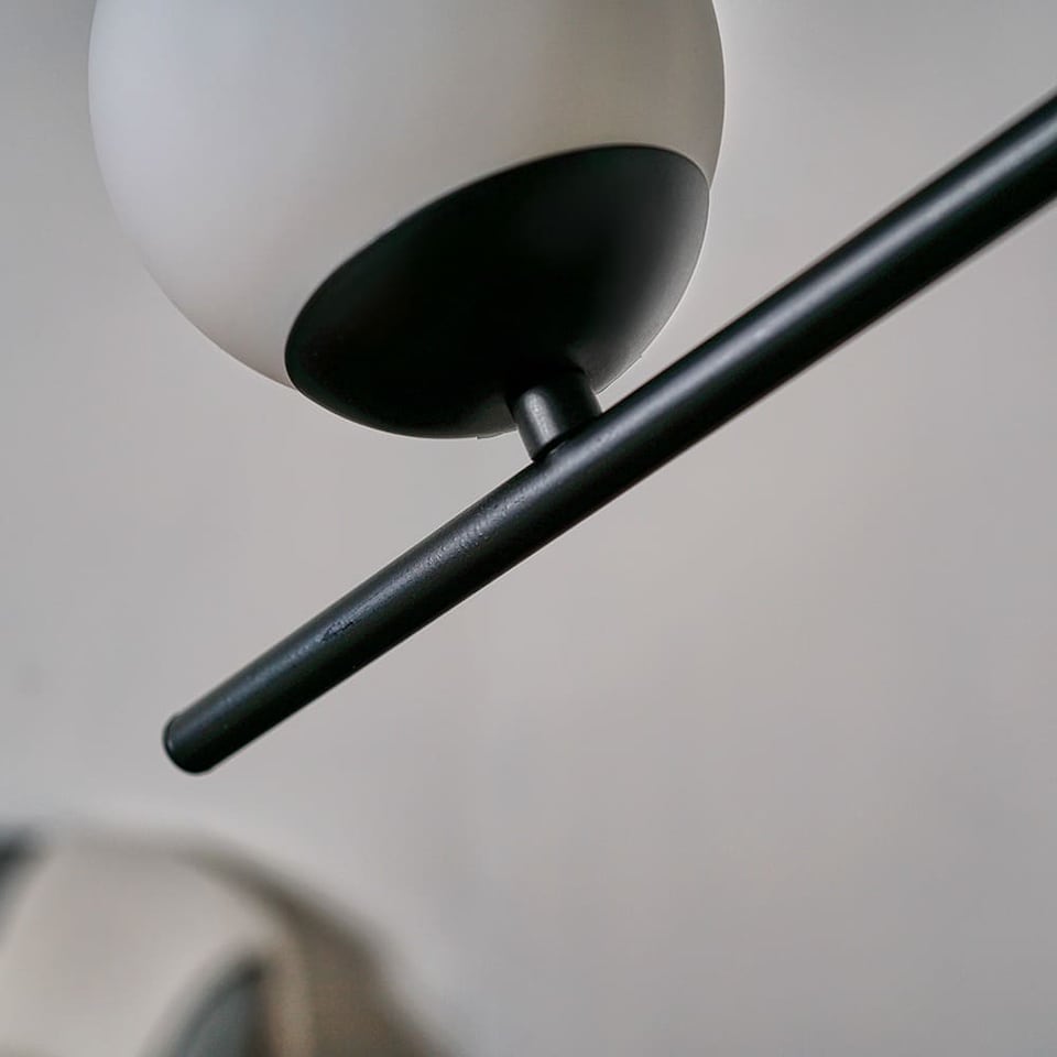 image 1 of ValueLights Beauworth 2 Way Hanging Bar Matte Black and Glass Globe Shade Ceiling Light Fitting