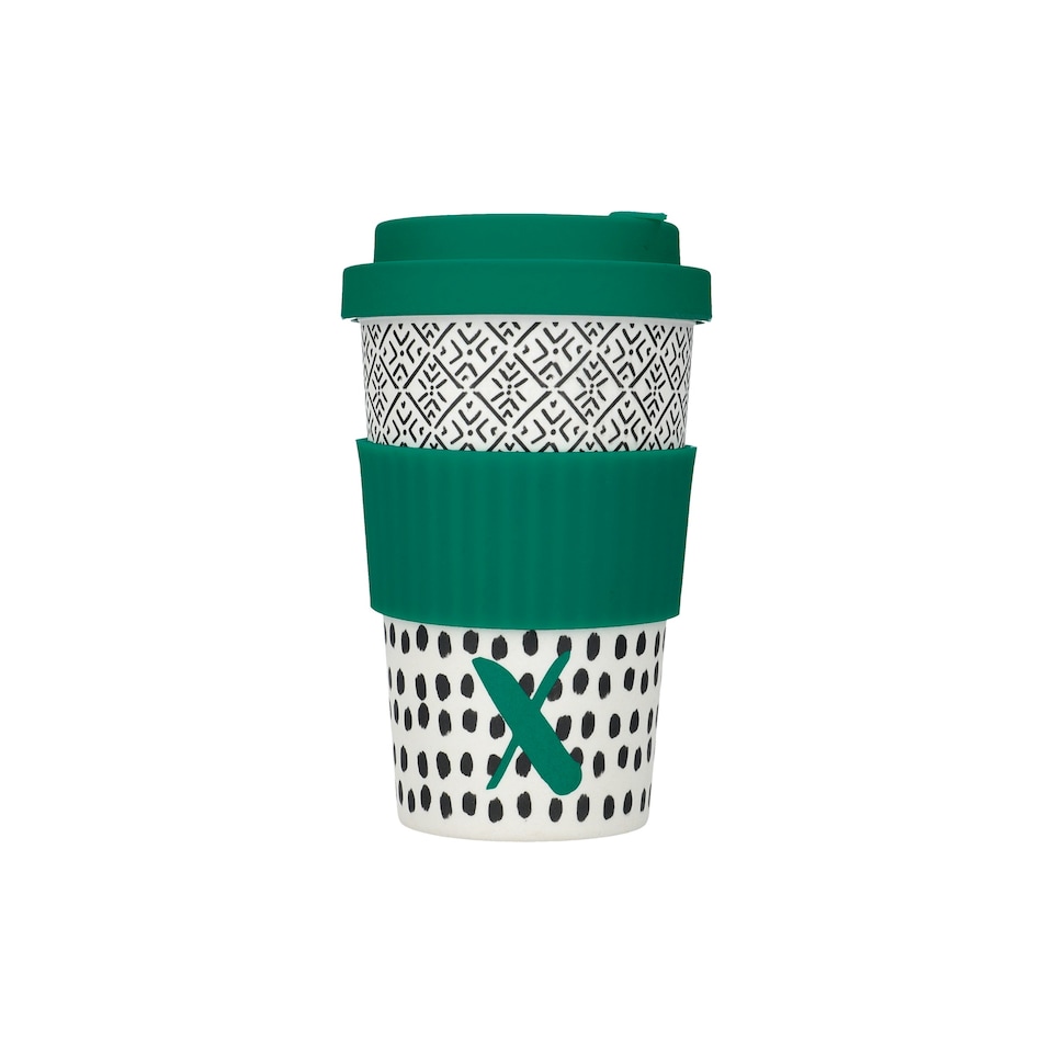 image 1 of KitchenCraft 410ml Bamboo A to Z Letter "X" Reuseable Mug Multi