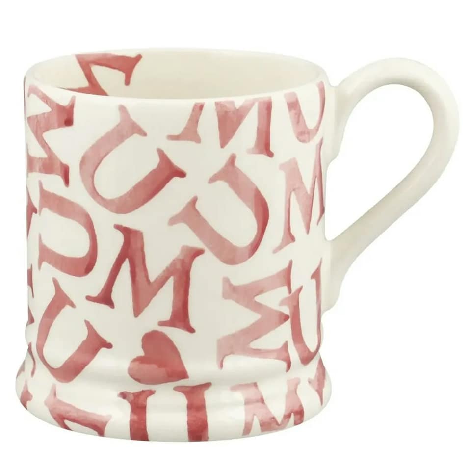 image 1 of Mug: 1 x 300ml Emma Bridgewater M.U.M Pink Half Pint Mug, Ceramic | White | 1