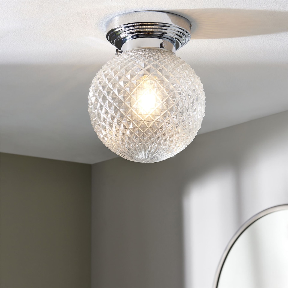 image 1 of Tropic - Chrome with Textured Glass IP44 Bathroom Ceiling Light