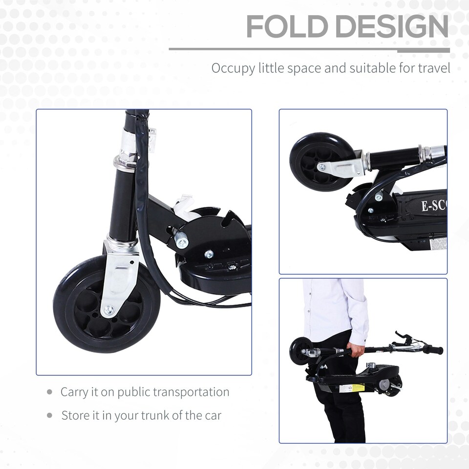 image 1 of HOMCOM Foldable Powered Scooter 120W w/ Adjustable Seat, Brake, Black