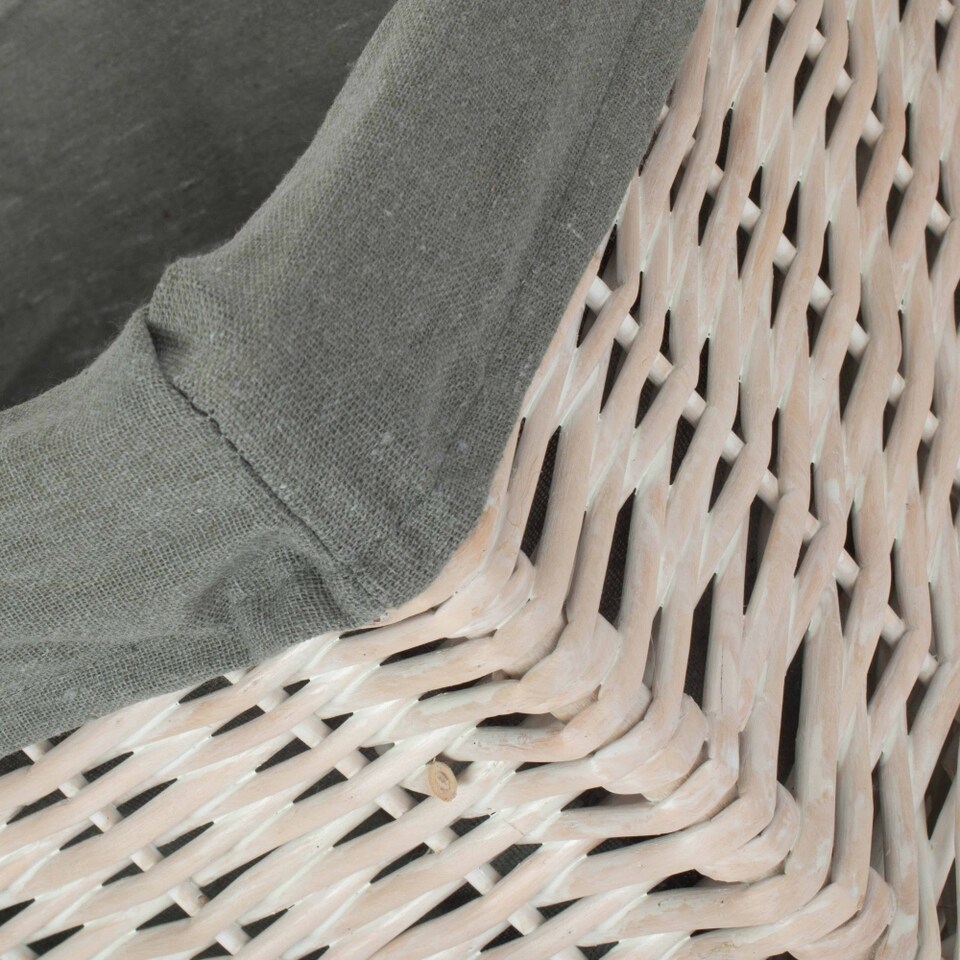 image 1 of White Wash Grey Lined Open Storage Basket Small | Grey | Grey