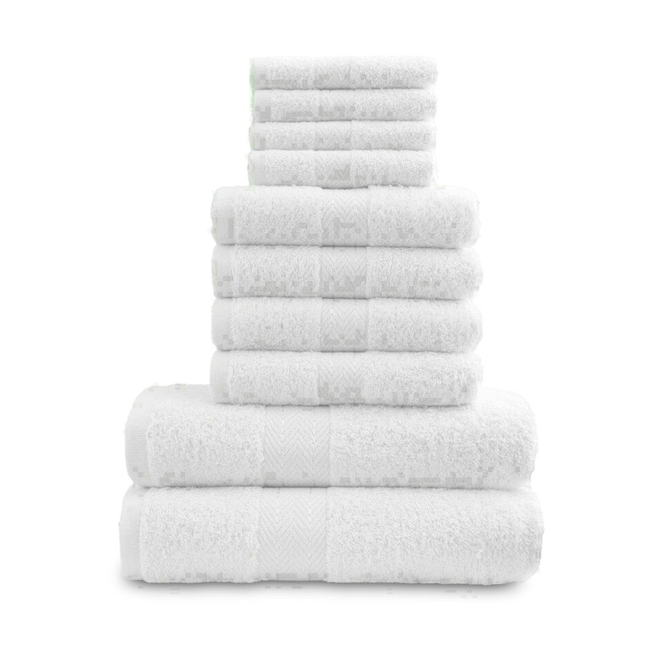 image 1 of VELVETIO 10 Piece Towel Bale Set Toronto Stripe Pattern - 100% Cotton, 450 GSM Purple