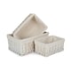 image 3 of Medium White Wash Wicker Storage Basket with White Lining | White | White