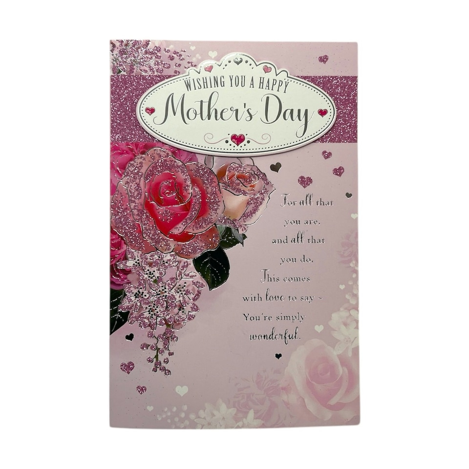 image 1 of Happy Mother's Day Wishes Beautiful Roses Design Pink Boxed Card
