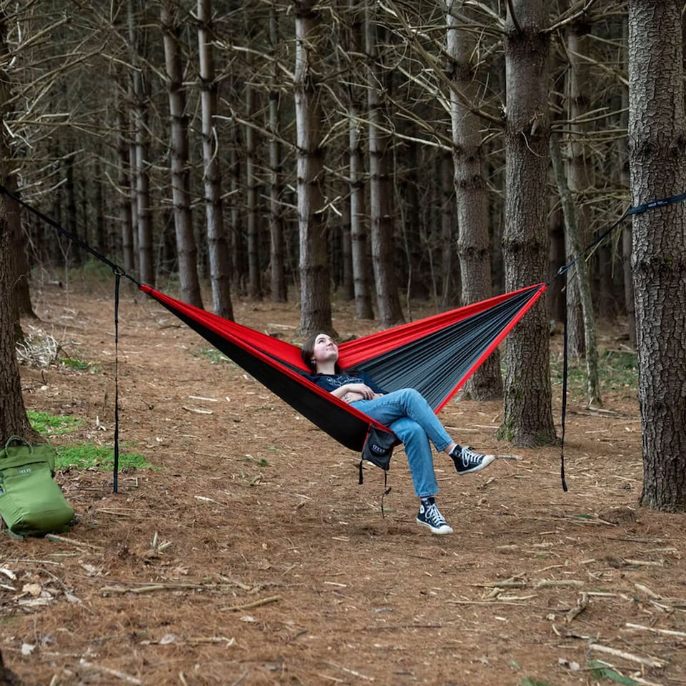 image 1 of SingleNest Hammock - Lightweight Durable Portable Camping Hammock | Red | Red | Single | 1