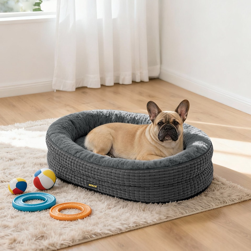 image 1 of Skylos Orthopedic Plush Dog Bed Soft Washable Pet Bed Grey Cosy Cushion M Size | Grey | M | M