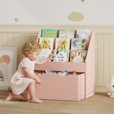 AIYAPLAY Kids Bookshelf, Bookcase Toy Storage Organiser with 3 Tier Shelves, Drawer, for Bedroom, Nursery, Playroom, Classroom | Pink