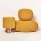 image 5 of Homescapes Mustard Large Round Cotton Knitted Pouffe Footstool | Yellow | 70 x 23 cm