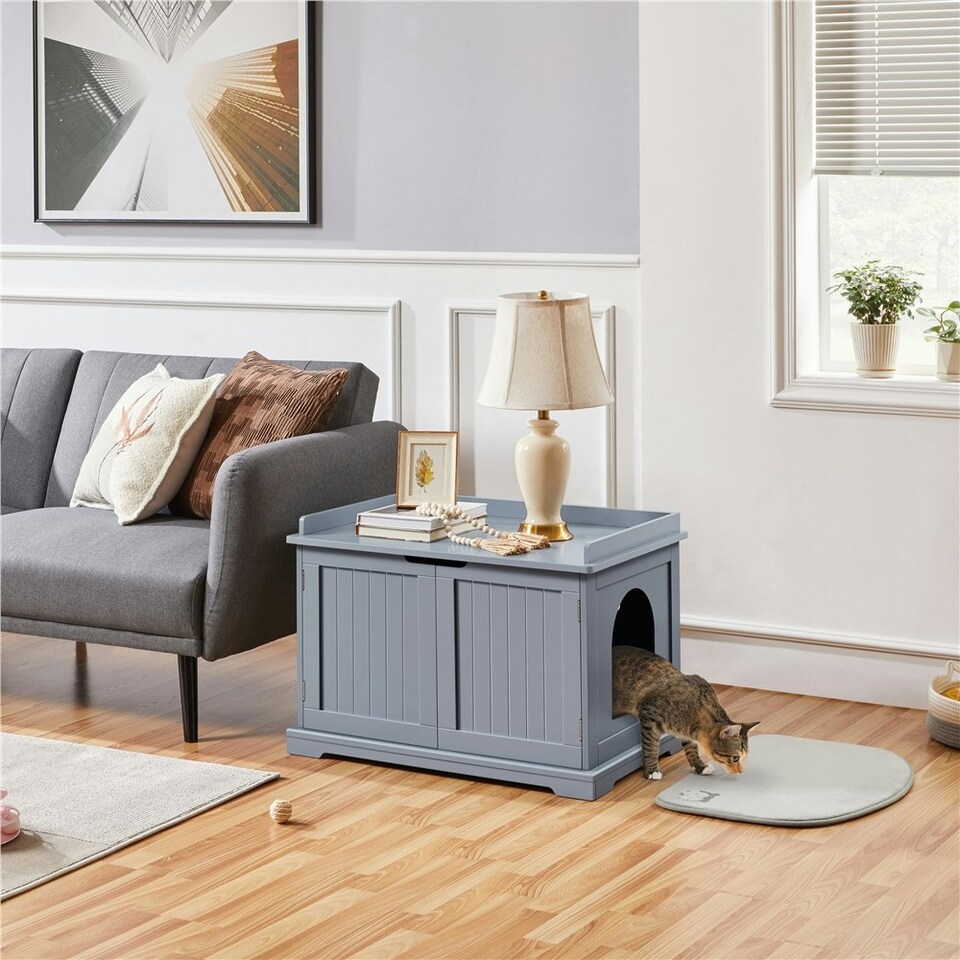 image 1 of Yaheetech Cat Decorative Litter Box White | One Size
