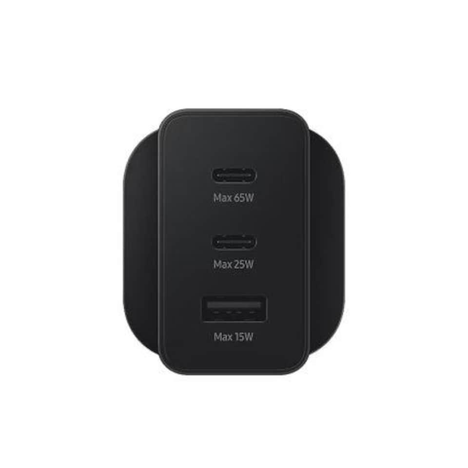 image 1 of Samsung 65W PD Power Adapter Trio 2 x USB C & 1 x USB A Black UK Plug - EP-T6530NBEGGB