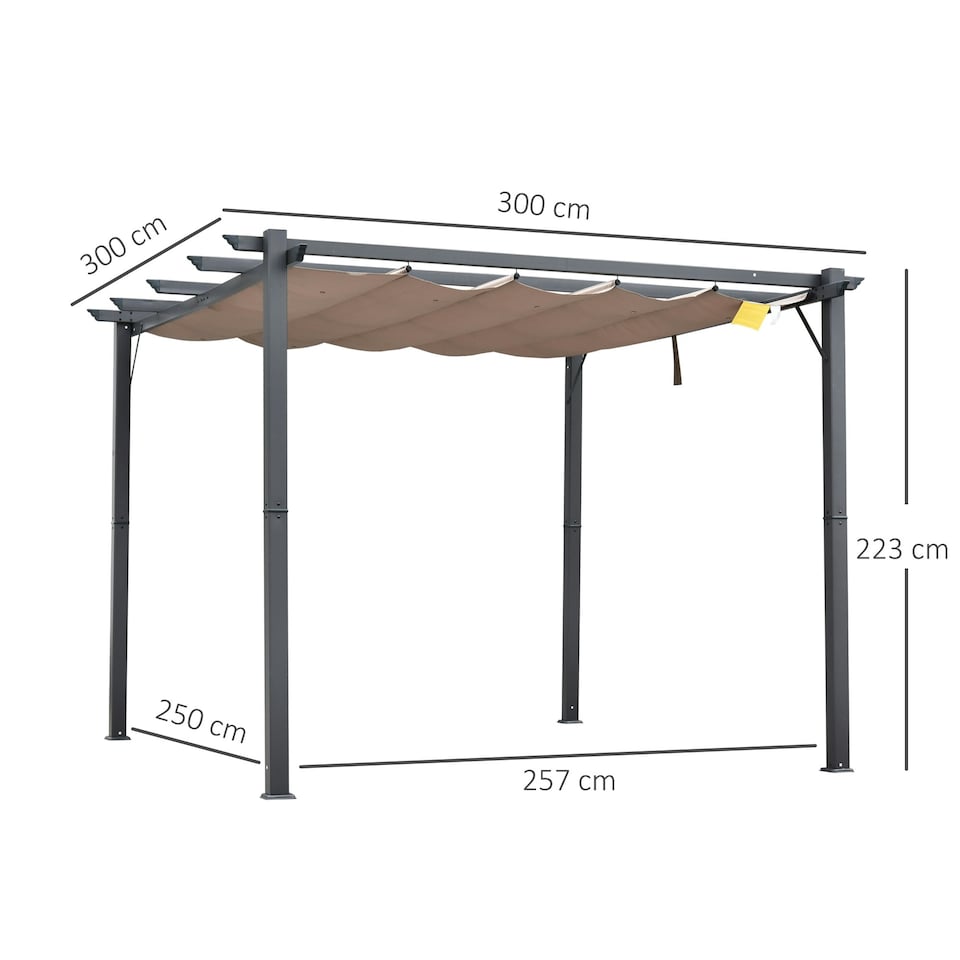 image 1 of Outsunny 3x3(m) Pergola Gazebo Sun Shade Shelter Aluminium Garden Canopy, Brown