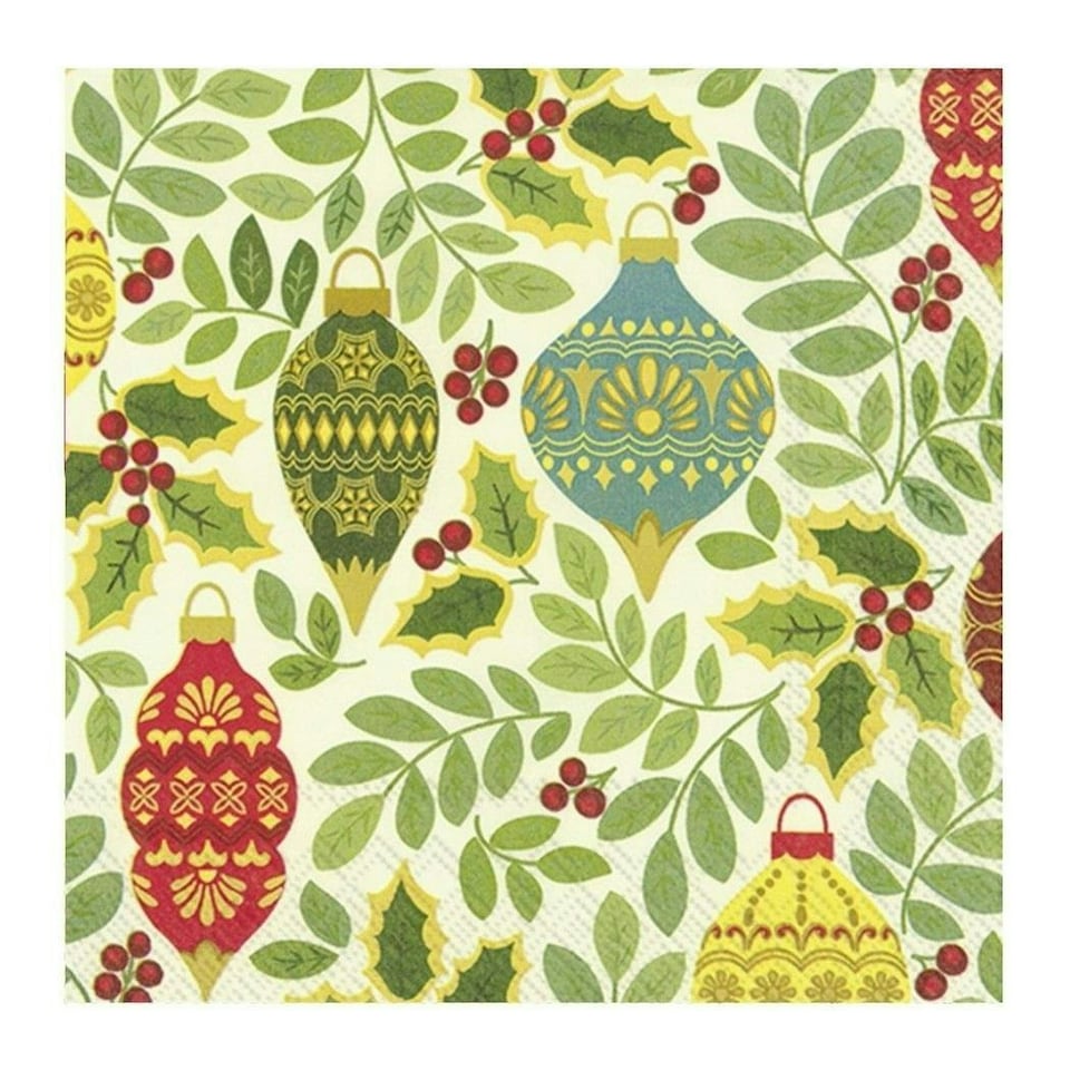IHR Lunch Napkins Festive Branches Cream 33cm 3ply 20 Pack