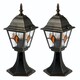 image 1 of Set of 2 Morecambe - Black with Brushed Gold IP44 Post Lights | Black | Clear | 2