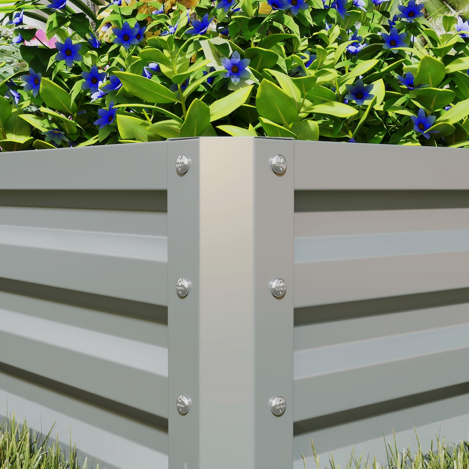 image 1 of Outsunny Set of 2 Raised Garden Bed Galvanised Planter Box, Light Grey | Grey | Light Grey
