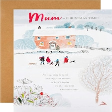 Classic Illustrated Winter Scene Design Mum Christmas Card