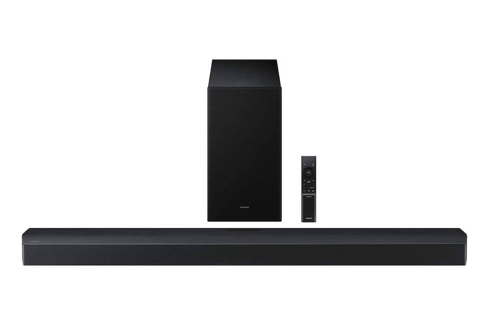 image 1 of Samsung HW-B750F, 5.1 channels, 400 W, DTS Virtual:X, Dolby Digital 5.1, Black, AAC, AIFF, FLAC, MP3, OGG, WAV, Wired & Wireless