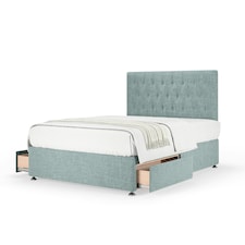 Super Ortho Orthopaedic Duckegg Linen 2 Drawer Divan Set And Lona Headboard Small Double