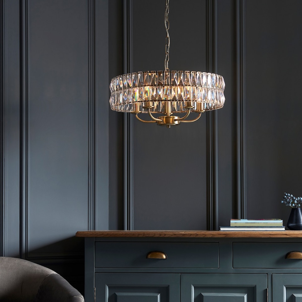 image 1 of Clifton 5 Light Multi Arm Lamp Ceiling Pendant Antique Brass
