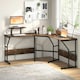 image 5 of COSTWAY L-shaped Desk Corner Computer Workstation Coffee Brown