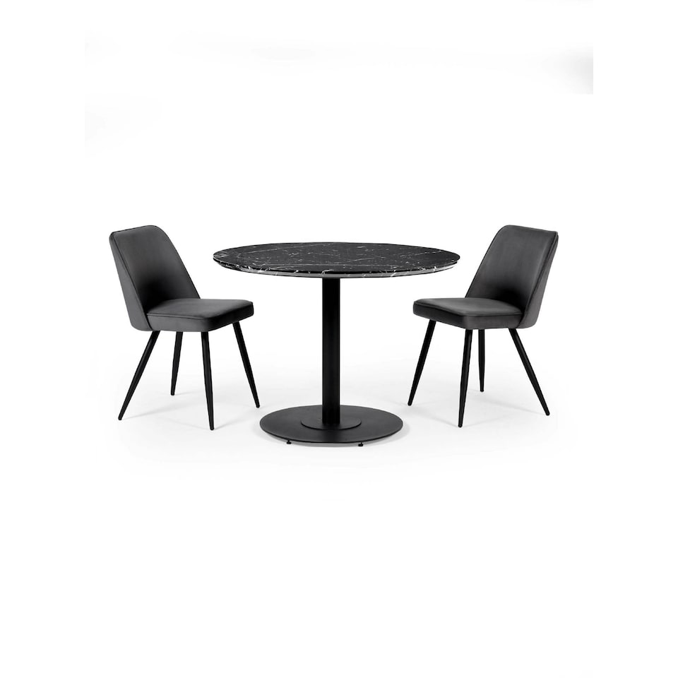 image 1 of Luca 80cm Round Dining Table Black