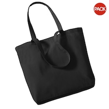 Westford Mill Organic Cotton Shopper Bag - 16 Litres (Pack of 2) - Black - One Size Black