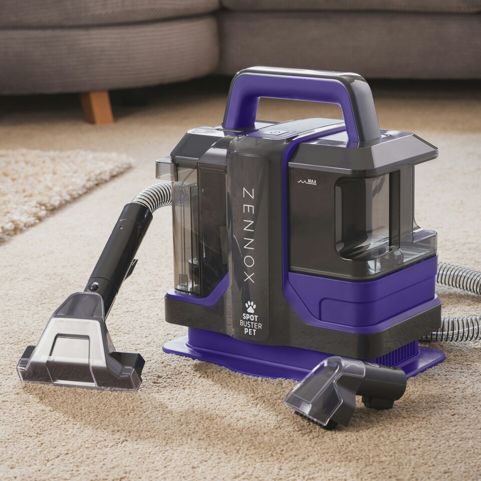 image 1 of Zennox SPOT BUSTER PET | 750W | Carpet Cleaner: Lifts Spills, Stains | Refreshes Upholstery | Grey/Purple