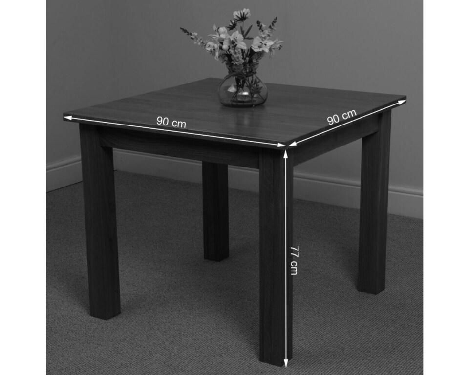 image 1 of Oslo 90 x 90 cm Oak Small Dining Table and 4 Washington Leather Chairs | Black | Black