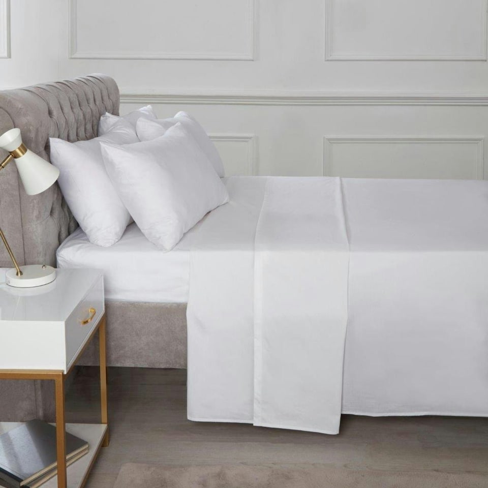 image 1 of Percale 180TC 10" Fitted Sheet - White | White | King | 1